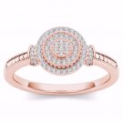 14k Rose Gold 0.14 Ct Diamond Halo Cluster Vintage Style Engagement Ring HI I2
