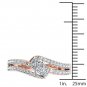 b14K Rose Gold 1.00 Ct Brillant Princess Cut Diamond Two Stone Engagement Ring