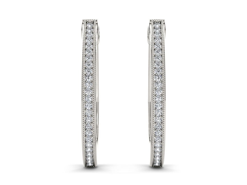 10k White Gold 0.15 Ct Round Cut Diamond Hoop Earrings Real Solid HI I2 Hooks