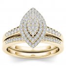 Solid 14k Yellow Gold 0.33Ct Diamond Pear Shaped Halo Engagement Ring Set Solid 14k Yellow Gold 0.33Ct Diamond Pear Shaped Halo Engagement Ring Set