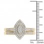 Solid 14k Yellow Gold 0.33Ct Diamond Pear Shaped Halo Engagement Ring Set