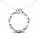 10K White Gold 0.10ct TDW Diamond Circle Heart Necklace 10K White Gold 0.10ct TDW Diamond Circle Heart Necklace