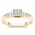 Solid 10k Yellow Gold 0.27 Ct Princess Cut Diamond Cluster Engagement Ring HI I2 Solid 10k Yellow Gold 0.27 Ct Princess Cut Diamond Cluster Engagement Ring HI I2