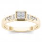 Solid 10k Yellow Gold 0.27 Ct Princess Cut Diamond Cluster Engagement Ring HI I2