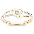 10k Yellow Gold 0.04 Ct Round Cut Natural Diamond Heart Fashion Ring Size HI I2 10k Yellow Gold 0.04 Ct Round Cut Natural Diamond Heart Fashion Ring Size HI I2