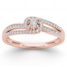 Genuine 10k Rose Gold 0.2 Ct Diamond Bypass Cluster Engagement Ring HI I2 Size