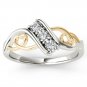 10k Yellow Two-Tone White Gold 0.09 Ct Round Cut Diamond Heart Fashion Ring Size