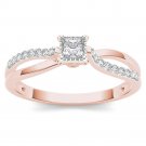10k Rose Gold Princess Cut 0.24 Ct Diamond Split-Shank Classic Engagement Ring 10k Rose Gold Princess Cut 0.24 Ct Diamond Split-Shank Classic Engagement Ring