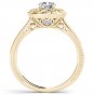 14k Yellow Gold 0.50 Ct Round Cut Diamond Flower Halo Engagement Ring HI I2 Size