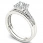 10k White Gold 0.50 Ct Princess Cut Diamond Halo Engagement Ring Set HI I2 Size