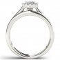 10k White Gold 0.50 Ct Princess Cut Diamond Halo Engagement Ring Set HI I2 Size