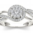 Solid 10k White Gold 0.25 Ct Round Cut Diamond Bypass Engagement Ring HI I2