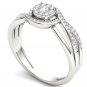 Solid 10k White Gold 0.25 Ct Round Cut Diamond Bypass Engagement Ring HI I2