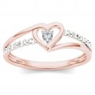 10k Rose Gold 0.04 Ct Round Cut Natural Diamond Heart Fashion Ring Size HI I2 10k Rose Gold 0.04 Ct Round Cut Natural Diamond Heart Fashion Ring Size HI I2