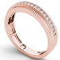 Solid 10k Rose Gold 0.25 Ct Round Cut Diamond Men's Wedding Band Ring HI I2