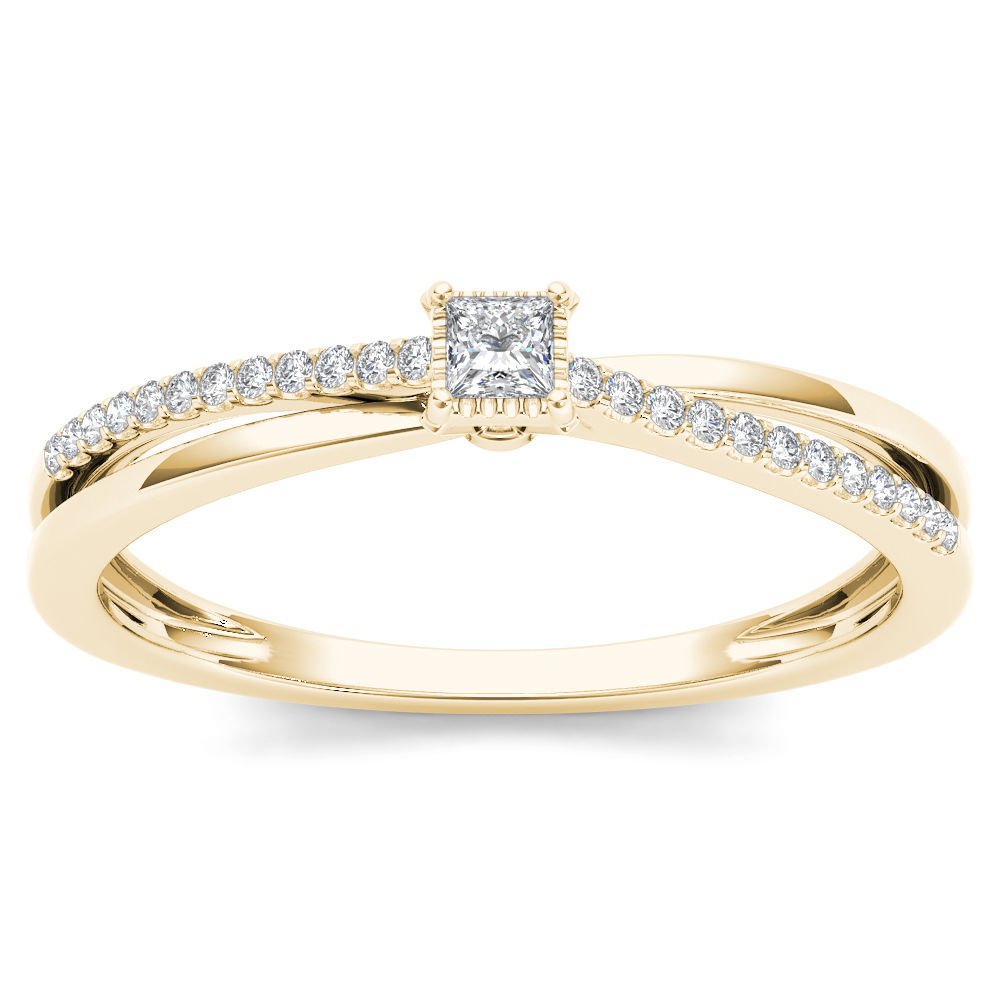 14k Yellow Gold 0.13 Ct Natural Princess Cut Diamond Solitaire Engagement Ring