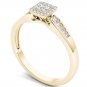 10k Yellow Gold 0.23 Ct Princess Cut Diamond Halo Engagement Ring HI I2 Size 7