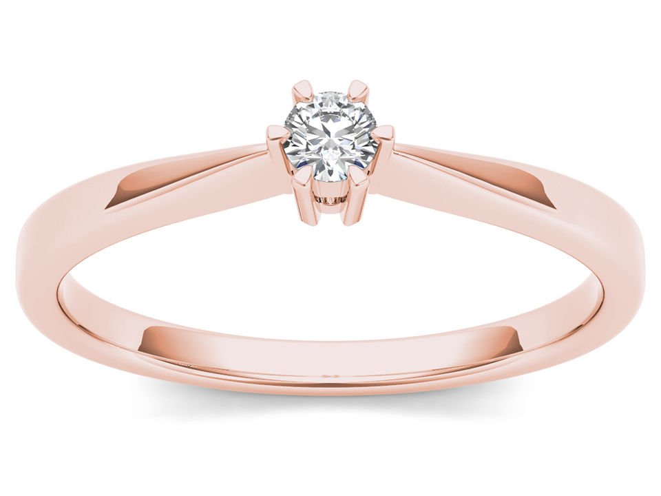 10k Rose Gold 0.1 Ct Round Cut Diamond Solitaire Engagement Ring HI I2 Size 7