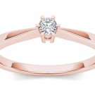 10k Rose Gold 0.1 Ct Round Cut Diamond Solitaire Engagement Ring HI I2 Size 7