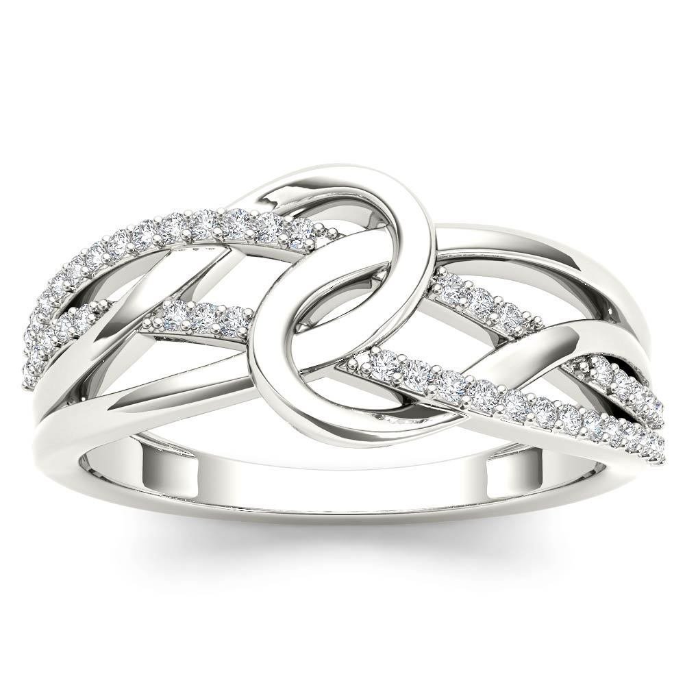 10k White Gold 0.17 Ct Diamond Interlocking Loop Fashion Engagement Ring Size 7