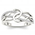 10k White Gold 0.17 Ct Diamond Interlocking Loop Fashion Engagement Ring Size 7