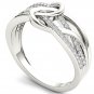 10k White Gold 0.17 Ct Diamond Interlocking Loop Fashion Engagement Ring Size 7
