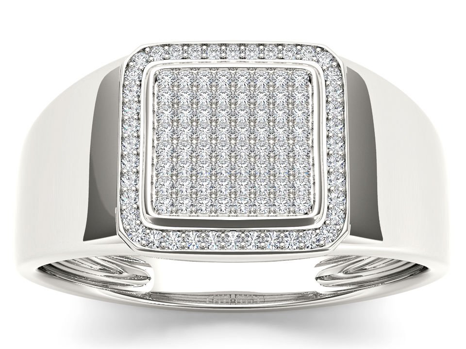 10k White Gold 0.20 Ct Natural Round Cut Diamond Men's Halo Wedding Band Ring