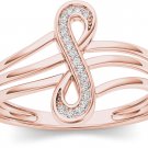 Natural 10k Rose Gold 0.04 Ct Round Cut Diamond Infinity Fashion Ring HI I2