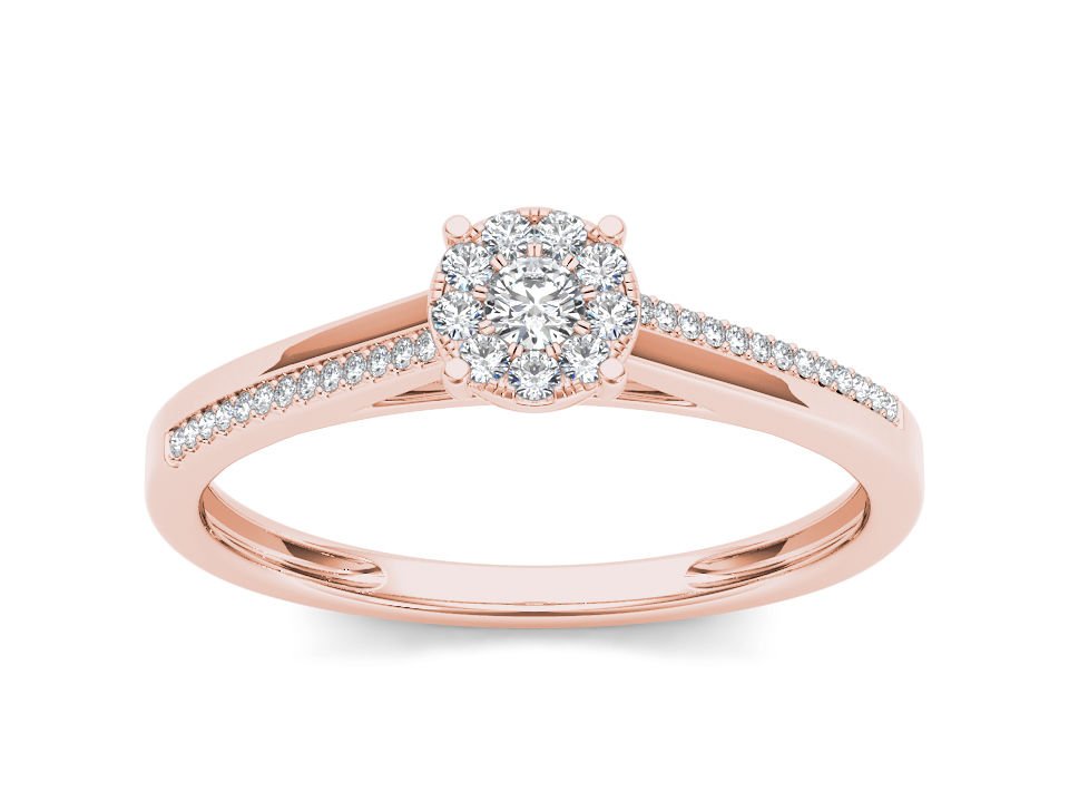 10k Rose Gold 0.15 Ct Diamond Cluster Classic Engagement Fashion Ring Seize 7