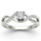10k White Gold 0.05 Ct Diamond Criss-Cross Fashion Engagement Ring HI I2 Size 7