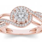 Solid 10k Rose Gold 0.25 Ct Round Cut Diamond Bypass Engagement Ring HI I2 Solid 10k Rose Gold 0.25 Ct Round Cut Diamond Bypass Engagement Ring HI I2
