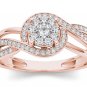 Solid 10k Rose Gold 0.25 Ct Round Cut Diamond Bypass Engagement Ring HI I2