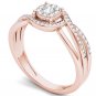 Solid 10k Rose Gold 0.25 Ct Round Cut Diamond Bypass Engagement Ring HI I2