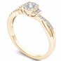10k Yellow Gold 0.25 Ct Diamond Criss-Cross Shank Cluster Engagement Ring HI I2