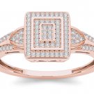 Natural 10k Rose Gold 0.25 Ct Round Cut Diamond Halo Engagement Wedding Ring Natural 10k Rose Gold 0.25 Ct Round Cut Diamond Halo Engagement Wedding Ring