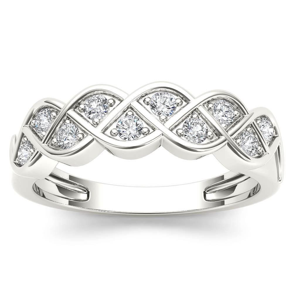 10k White Gold 0.25 Ct Round Cut Diamond Fashion Engagement Ring HI I2 Size 7