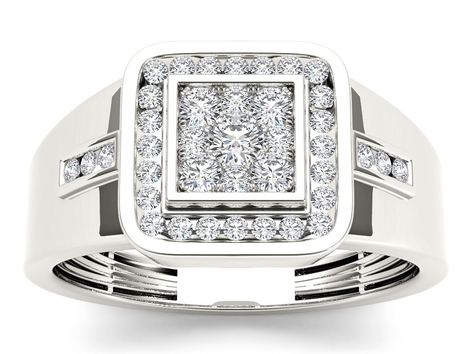 10k White Gold 0.50 Ct Natural Round Cut Diamond Men's Halo Wedding Band Ring