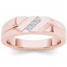 14k Rose Gold 0.150 Ct Princess Diamond Men's Three Stone Wedding Band Ring HI 14k Rose Gold 0.150 Ct Princess Diamond Men's Three Stone Wedding Band Ring HI