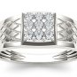 10k White Gold 0.33 Ct Natural Round Cut Diamond Men's Cluster Wedding Ring