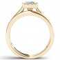 10k Yellow Gold 0.50 Ct Princess Cut Diamond Halo Engagement Ring Set HI I2 Size