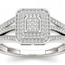 10k White Gold 0.15 Ct Diamond Split Shank Double Halo Engagement Ring HI I2