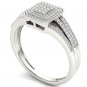 10k White Gold 0.15 Ct Diamond Split Shank Double Halo Engagement Ring HI I2