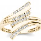 Genuine 10k Yellow Gold 0.1 Ct Round Cut Diamond Fashion Engagement Ring HI I2