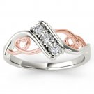 10k Two-Tone White Gold 0.09 Ct Round Cut Diamond Heart Fashion Ring Size HI I2
