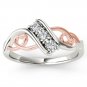 10k Two-Tone White Gold 0.09 Ct Round Cut Diamond Heart Fashion Ring Size HI I2