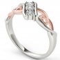 10k Two-Tone White Gold 0.09 Ct Round Cut Diamond Heart Fashion Ring Size HI I2