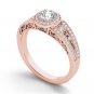 14K Rose Gold 1.00 Ct Natural Round Cut Diamond Halo Vintage Engagement Ring