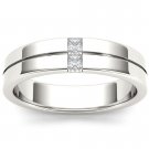 Solid 14k White Gold 0.200 Ct Princess Cut Diamond Men's Wedding Band Ring HI I2 Solid 14k White Gold 0.200 Ct Princess Cut Diamond Men's Wedding Band Ring HI I2