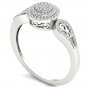 10k White Gold 0.2 Ct Natural Round Cut Diamond Double Halo Engagement Ring