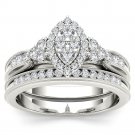 10k White Gold 0.50 Ct Round Cut Diamond Vintage Engagement Ring Set HI I2